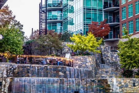 street scenes around falls park in greenville south carolinaの写真素材