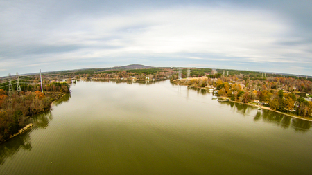 aerialview over lake wylie south carolinaの写真素材
