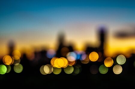 abstract city skyline silhouette at early morning sunriseの写真素材