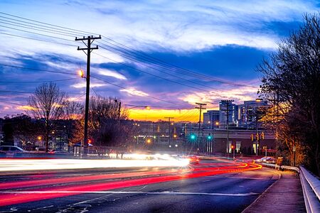 charlotte north carolinacity  skyline at sunsetの写真素材
