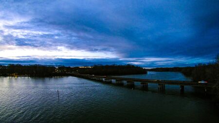 aerial view over catawba river in gaston county north carolinaの写真素材