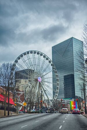 atlanta downtown skyline scenes in january on cloudy dayのeditorial素材