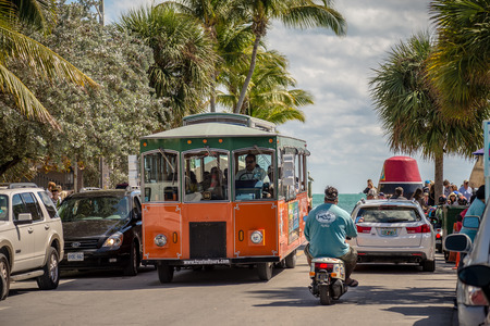 KEY WEST, FL - CIRCA 2016: streets and lifestyle at Key West circa 2016, The tropical city is a popular tourist destination with over 2 million yearly visitors.のeditorial素材