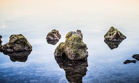 rocky calm waters in key westの写真素材