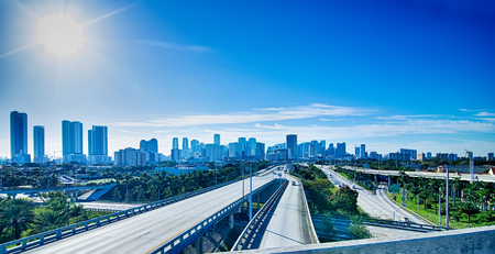 miami florida city skyline and streetsの写真素材