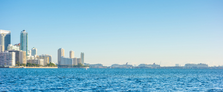 Miami Florida city skyline morning with blue skyの写真素材
