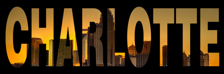 skyline of charlotte city on north carolinaの写真素材