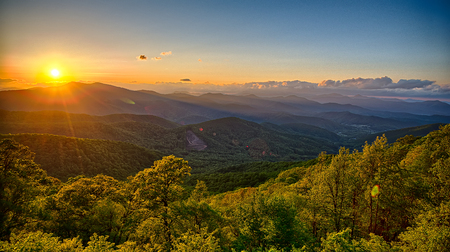 Blue Ridge Parkway summer Appalachian Mountains Sunsetの写真素材