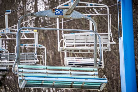 busy skiing season at a winter place ski resortの写真素材