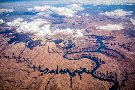 aerial fly over grand canyon arizona mountainsの写真素材
