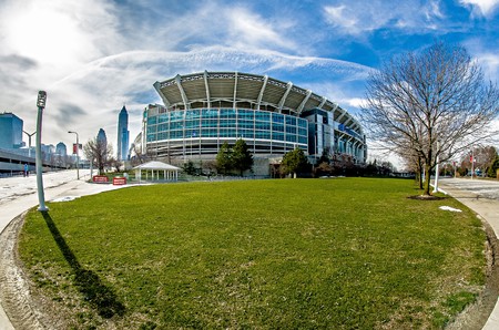 March 2017 Clevelan Ohio - Cleveland Brouwns NFL stadium at daytimeのeditorial素材