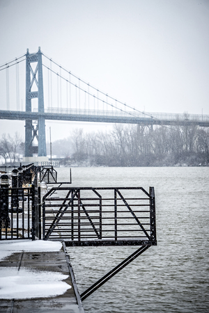 toledo ohio city skyline and bridges around downtownの写真素材