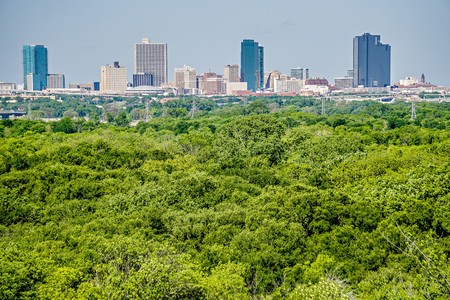 fort worth texas city skyline in a distanceのeditorial素材