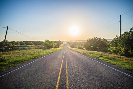 landscapes around willow city loop texas at sunsetの写真素材
