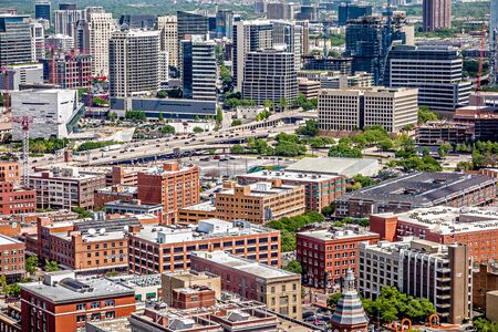 downtown dallas texas city skyline and surroundingsのeditorial素材