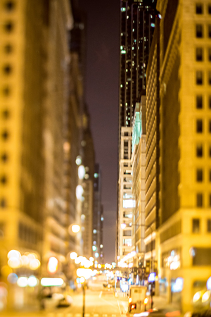 Chicago illinois tilt effect cityscape at nightのeditorial素材