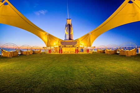 night scenes on luxury cruise shipの写真素材