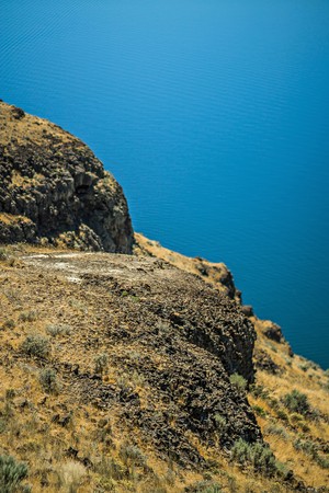 Wanapum Lake Colombia River Wild Horses Monument canyonsの写真素材