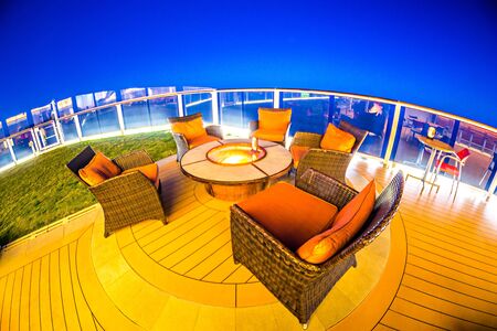 night scenes on luxury cruise shipの写真素材