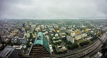 cloudy and rainy day in seattle washington