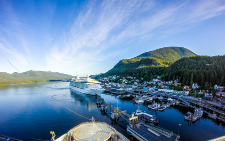 early morning in ketchikan alaska portの写真素材