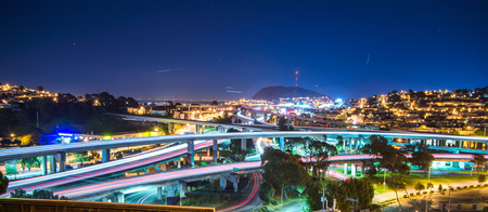 san francisco california cityscape skyline at nightの写真素材