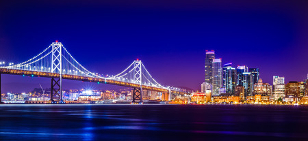 oakland bay bridge views near san francisco california in the evening
