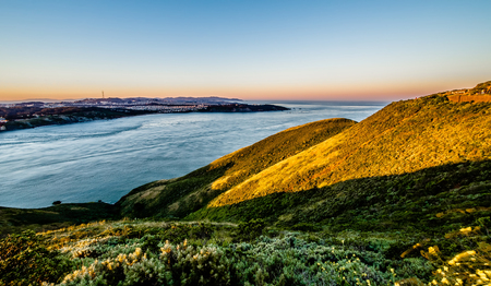 Pacific ocean cliffs near golden gate bridgeの写真素材
