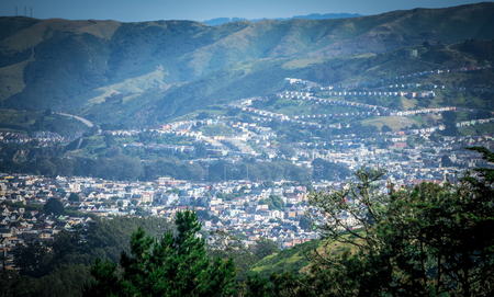 san francisco city neighborhoods and street views on sunny day
