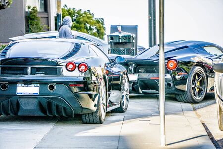 two black ferrarri super cars on streets of san franciscoのeditorial素材
