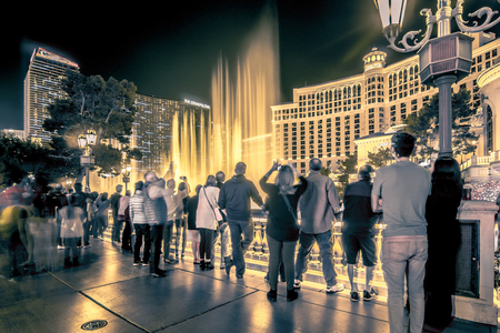 November 2017 Las Vegas Nevada - Scenes around bellagio resort hotel after sunset hoursのeditorial素材