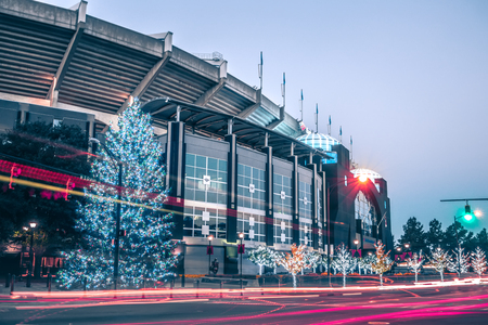 christmas season decorations around charlotte north carolina and panther stadiumのeditorial素材