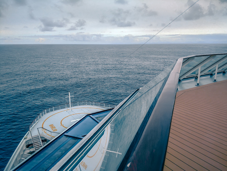 cruise ship deck or balcony on trip to alaskaのeditorial素材