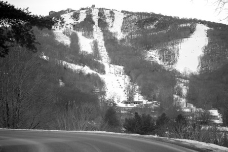 view of sugar mountain in north carolina from road