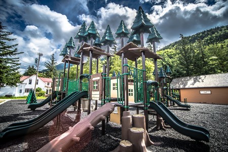 beautiful and fun plaground in small townの写真素材