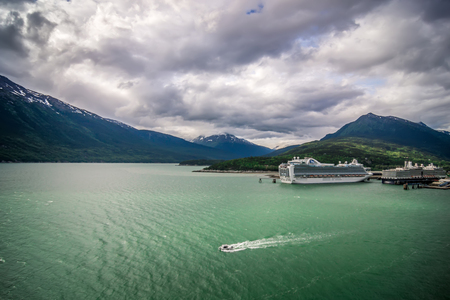 port of skagway alaska near white pass british columbia canadaの写真素材