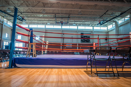 boxing ring arena in gym before actionのeditorial素材