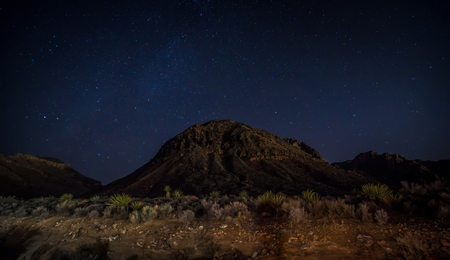 night time and dark sky over death valley national parkの写真素材