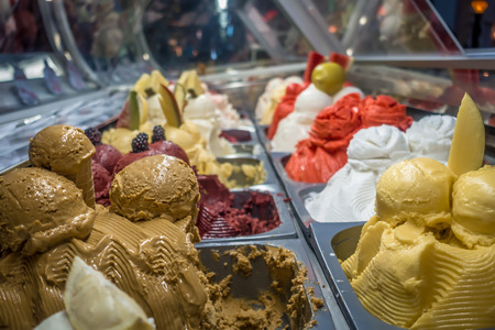 assorted ice cream on display in store