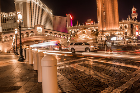 high energy electric long exposure of las vegas city streets at nightのeditorial素材