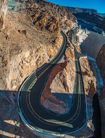 hoover dam lake mead arizona nevadaの写真素材