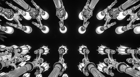 Urban Light sculpture at LACMA at night Los Angeles californiaのeditorial素材