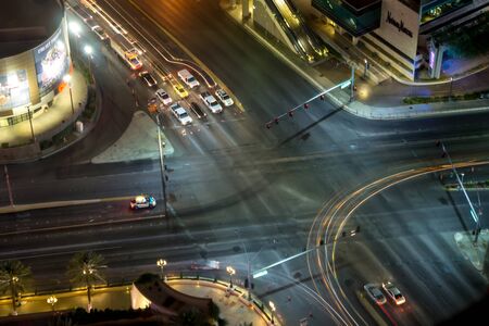 night time on als vegas strip in nevadaの写真素材