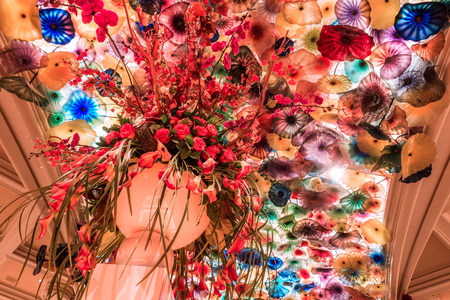 indoors of bellagion hotel in las vegas decorationsのeditorial素材