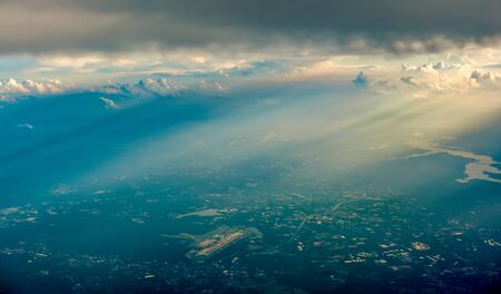 beautiful sky high view from airplane clouds