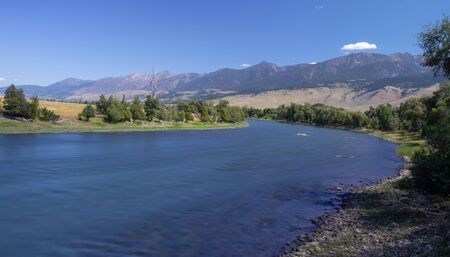 yellowstone river at sunrise near yellowstone park