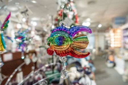 glass fish decoration for christmas tree decorの写真素材