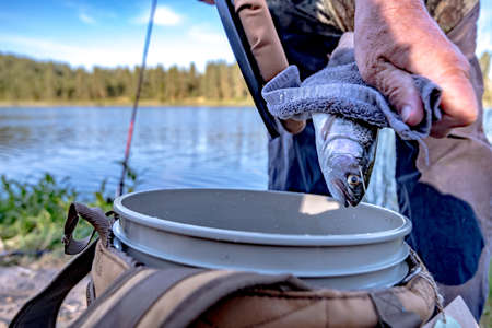 fishing for trout in a small lake in washington state