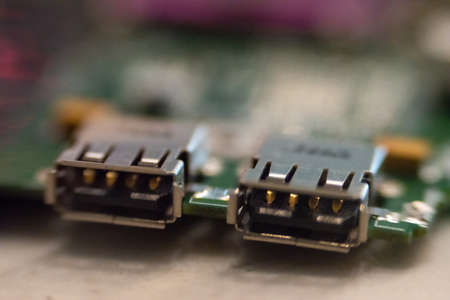 hi tech close-up of electronics circuit board or motherboard