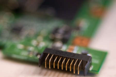 hi tech close-up of electronics circuit board or motherboard